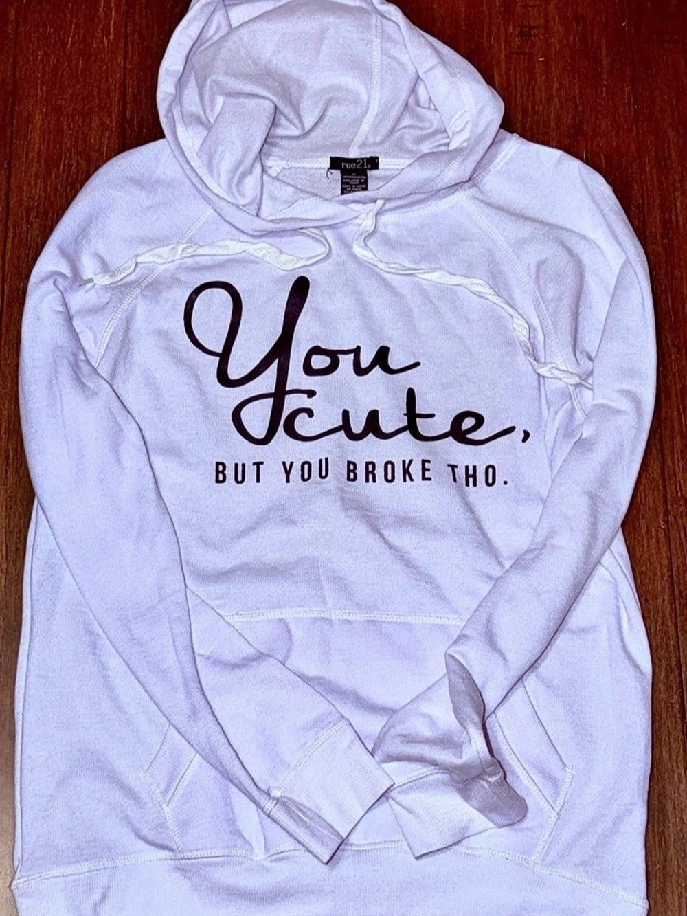 rue21 Graphic Pullover Hoodie in White Size Medium NWT